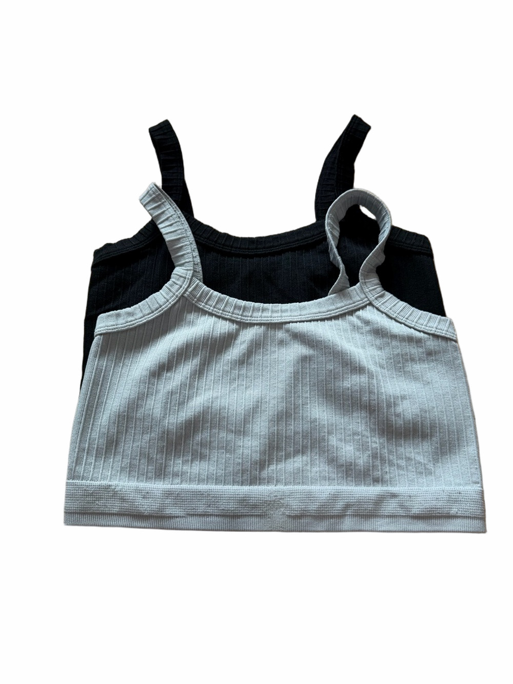 Women’s Ribbed Tank Crop Top in Black and Light Gray
